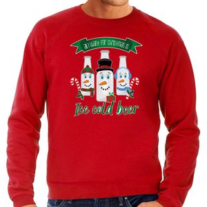 Foute Kersttrui/sweater voor heren - IJskoud bier - rood - Christmas beer