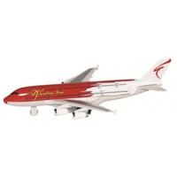 Speelgoed passagiers vliegtuig - rood/wit - 19 cm - pull-back