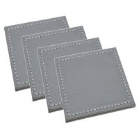 Onderzetters voor glazen - 8x - grijs - kunstleder - 10 x 10 cm