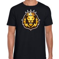 Leeuwenkop met kroon koningsdag / EK / WK t-shirt zwart voor heren