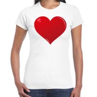 Hart cadeau t-shirt wit voor dames 2XL  -