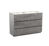 Storke Edge staand badmeubel 120 x 52 cm beton donkergrijs met Mata dubbele wastafel in mat witte solid surface