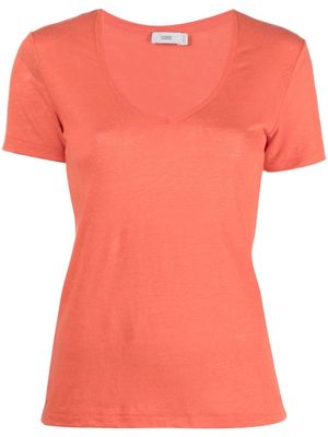 Closed t-shirt en lin à col v - Orange