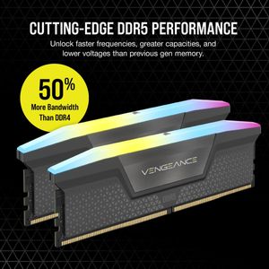 Corsair VENGEANCE RGB DDR5 Werkgeheugenset voor PC DDR5 64 GB 2 x 32 GB On-die ECC 5200 MHz 288-pins DIMM CL40-40-40-77 CMH64GX5M2B5200Z40K