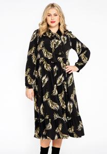 Yoek Jurk met strik PALM | Zwart | Maat 58/60