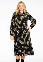 Yoek Jurk met strik PALM | Zwart | Maat 50/52
