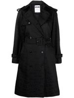 Moschino logo-print belted trench coat - Noir - thumbnail