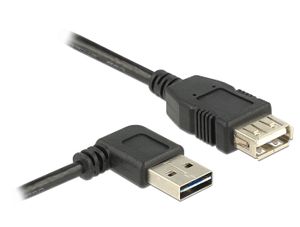 Delock USB-kabel USB 2.0 USB-A stekker, USB-A bus 1.00 m Zwart Stekker past op beide manieren, Vergulde steekcontacten, UL gecertificeerd 83551