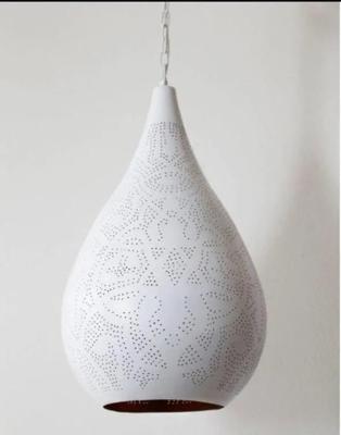 Hanglamp modern &apos;Femke&apos; Oosterse hanglamp druppel filigrain stijl wit/goud 23 cm
