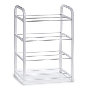 Metalen schoenenrek/schoenenstandaard 4-laags wit 40 x 19 x 56 cm