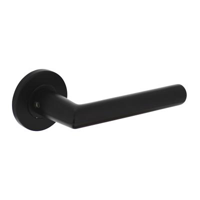 Intersteel Deurkruk Hoek 90° op ronde rozet ø55x8mm aluminium zwart