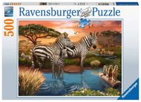 Ravensburger Puzzel Zebra's bij de Drinkplaats, 500st. - thumbnail