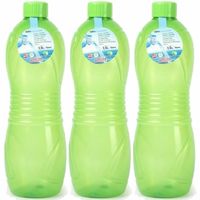 Drinkfles/waterfles/bidon - 3x - 1500 ml - transparant/groen - kunststof