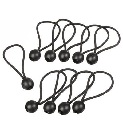 Bevestigingsband elastisch - 10x - zwart - kunststof - 13 cm - met kogelstopper