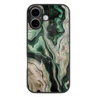 iPhone 16 glazen hardcase - Green waves
