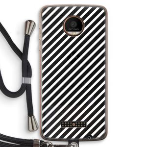 Strepen zwart-wit: Motorola Moto Z Force Transparant Hoesje met koord