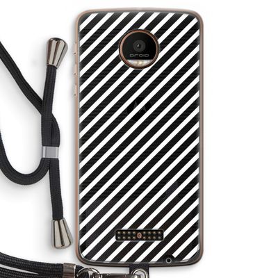 Strepen zwart-wit: Motorola Moto Z Force Transparant Hoesje met koord