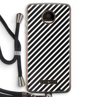 Strepen zwart-wit: Motorola Moto Z Force Transparant Hoesje met koord