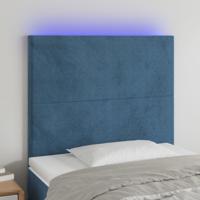 Hoofdbord LED 90x5x118/128 cm fluweel donkerblauw