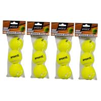 Sportx Tennisballen - 12x - geel - rubber/katoen - standaard formaat - buitenspeelgoed