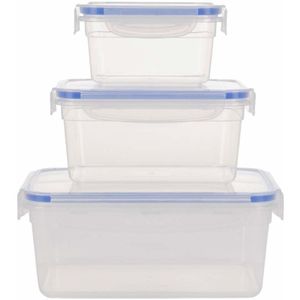 3x Voorraadbakjes/bewaarbakjes transparant 500, 900 en 1500 ml