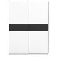 Leen Bakker - Schuifdeurkast Genua - /antraciet - 204x150x60 Cm - Spaanplaat - Wit - 150.6x204x60.3 Cm
