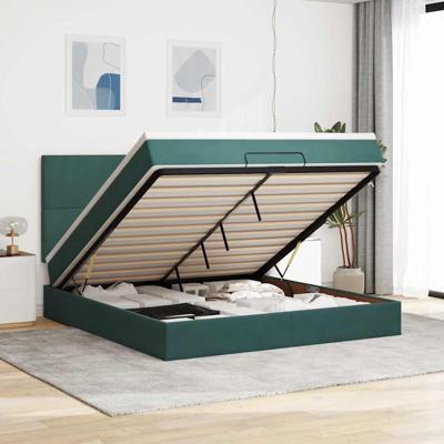 Ottoman bed met matrassen 160x200cm fluweel donkergroen