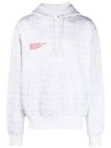 Helmut Lang White Logo Print Cotton Hoodie - Blanc