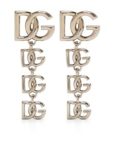 Dolce & Gabbana logo-plaque polished-finish earrings - Argent