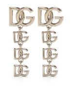 Dolce & Gabbana logo-plaque polished-finish earrings - Argent - thumbnail