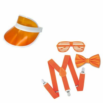 Oranje supporters set met bril-bretels-vlinderstrik-zonneklep