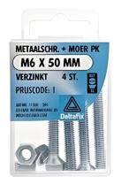 M.schroef moer pk m6x50mm 4st - Deltafix