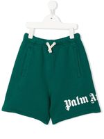 Palm Angels Kids short de sport à logo imprimé - Vert - thumbnail