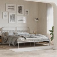 Bedframe met hoofdbord metaal wit 183x203 cm