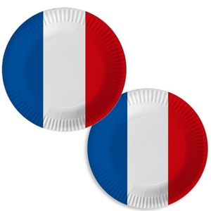 Frankrijk/franse vlag gebaksbordjes - 30x - karton - D23 cm