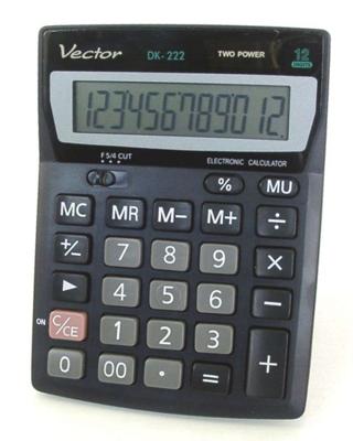 Vector Kantoorcalculator KAV DK-222, 12 cijfers, 103 x 137 mm, zwart