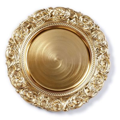 Kaarsenbord/plateau goud decoratieve rand 33 cm rond