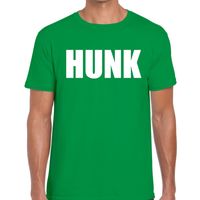 Hunk tekst t-shirt groen heren - thumbnail