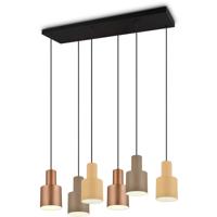 LED Hanglamp Zwart - 6-lichts E27 met Multicolor Kap
