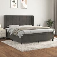 Boxspring met matras fluweel donkergrijs 160x200 cm