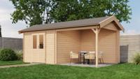 Lugarde Select Blokhut met overkapping Raalte 300x300cm + 300cm - Onbehandeld- Zadeldak- - Lugarde Select