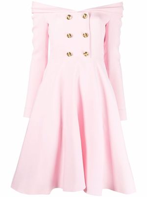 Giambattista Valli robe boutonnée à épaules dénudées - Rose