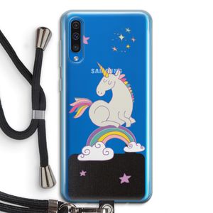 Regenboog eenhoorn: Samsung Galaxy A50 Transparant Hoesje met koord