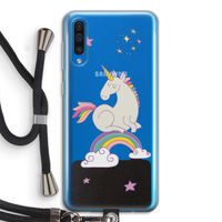 Regenboog eenhoorn: Samsung Galaxy A50 Transparant Hoesje met koord