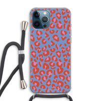 Leopard blue: iPhone 12 Pro Max Transparant Hoesje met koord