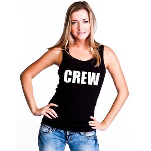 Crew tekst singlet shirt/ tanktop zwart dames