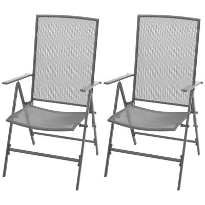 Tuinstoelen stapelbaar 2 st staal grijs