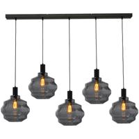 Masterlight 5-lichts hanglamp - zwart -Porto met Ball smoke glazen - Ø 30cm - 2711-05-05-130-5-4
