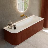 Badmeubel Mondiaz Kurve-Dlux | 135 cm cm | Meubelkleur Ruby | Wastafelkleur Ostra | Solid surface | Wasbak rechter zijde spoelbak | Zonder kraangat(en) Badmeubel Mondiaz Kurve-Dlux | 135 cm cm | Meubelkleur Ruby | Wastafelkleur Ostra | Solid surface | Wasbak rechter zijde spoelbak | Zonder kraangat(en)