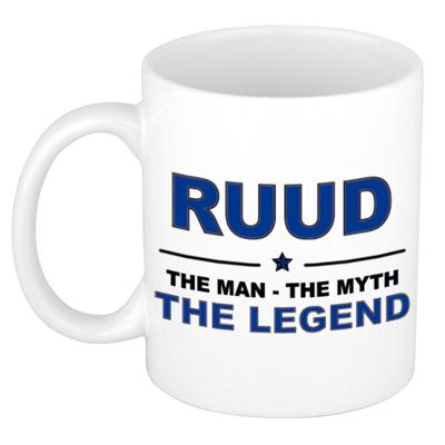 Ruud cadeau mok - man myth legend - naam koffiemok / beker - wit en blauw - 300 ml
